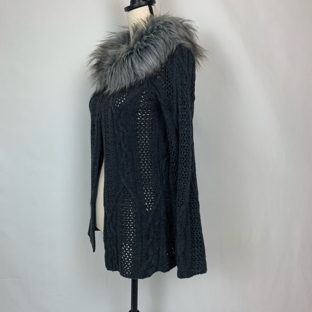 Kenar Wool Blend Faux Fur Collar Cardigan Sz S - Picture 5 of 7